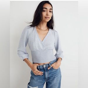 Madewell light blue cropped sweater
